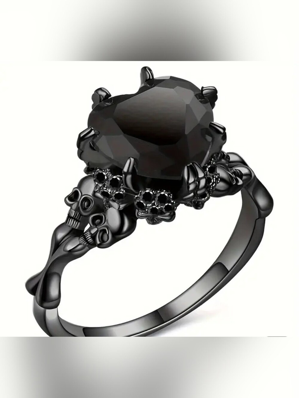 Black Gothic Skull Cocktail Ring - Women Jewelry